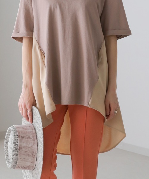 Bou Jeloud（ブージュルード）の「ＡラインバックタックＴＯＰＳ（Tシャツ/カットソー・レディース・ブラック/オフホワイト/オリーブ/モカ・FREE）」の12枚目の写真