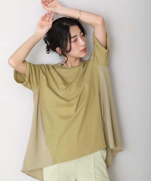 Bou Jeloud（ブージュルード）の「ＡラインバックタックＴＯＰＳ（Tシャツ/カットソー・レディース・ブラック/オフホワイト/オリーブ/モカ・FREE）」の5枚目の写真