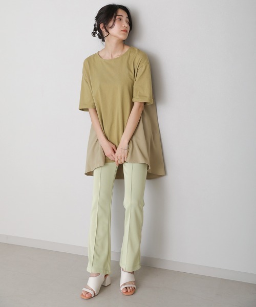 Bou Jeloud（ブージュルード）の「ＡラインバックタックＴＯＰＳ（Tシャツ/カットソー・レディース・ブラック/オフホワイト/オリーブ/モカ・FREE）」の6枚目の写真