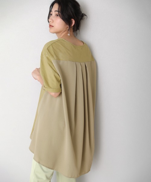 Bou Jeloud（ブージュルード）の「ＡラインバックタックＴＯＰＳ（Tシャツ/カットソー・レディース・ブラック/オフホワイト/オリーブ/モカ・FREE）」の8枚目の写真