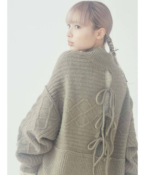 merry jenny（メリージェニー）の「switchリンキングリボンニット（ニット/セーター・レディース・ダークグリーン/ベージュ/アイボリー・FREE）」の21枚目の写真