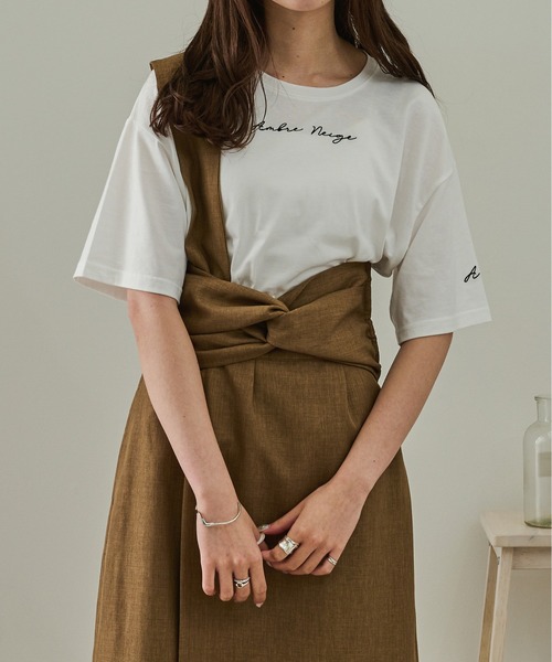 Ambre Neige（アンブルネージュ）の「ロゴ刺繍Tシャツ／【WEB/EC限定商品】（Tシャツ/カットソー・レディース・ホワイト/モカ・FREE）」の15枚目の写真