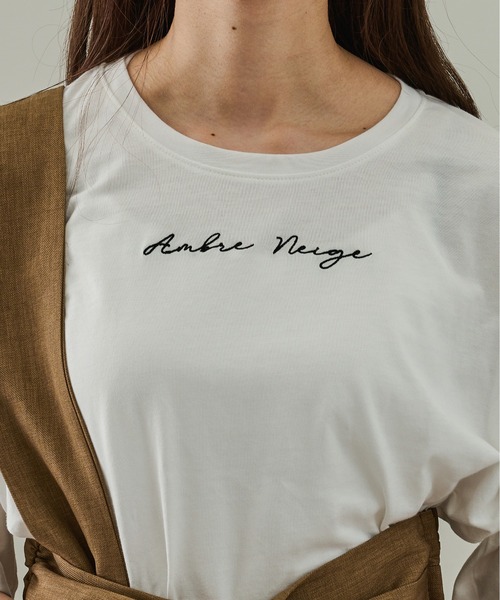 Ambre Neige（アンブルネージュ）の「ロゴ刺繍Tシャツ／【WEB/EC限定商品】（Tシャツ/カットソー・レディース・ホワイト/モカ・FREE）」の7枚目の写真