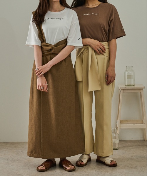 Ambre Neige（アンブルネージュ）の「ロゴ刺繍Tシャツ／【WEB/EC限定商品】（Tシャツ/カットソー・レディース・ホワイト/モカ・FREE）」の4枚目の写真