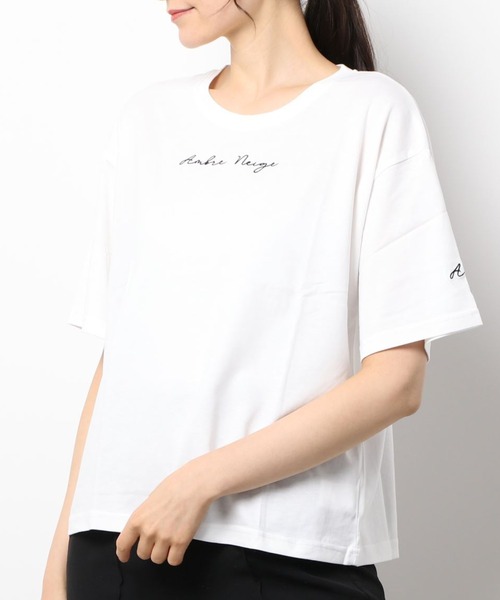 Ambre Neige（アンブルネージュ）の「ロゴ刺繍Tシャツ／【WEB/EC限定商品】（Tシャツ/カットソー・レディース・ホワイト/モカ・FREE）」の13枚目の写真
