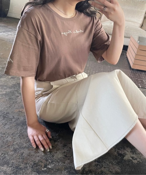 Ambre Neige（アンブルネージュ）の「ロゴ刺繍Tシャツ／【WEB/EC限定商品】（Tシャツ/カットソー・レディース・ホワイト/モカ・FREE）」の16枚目の写真