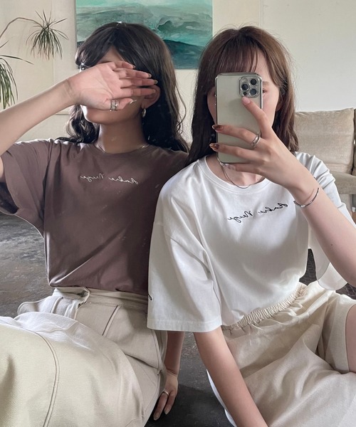 Ambre Neige（アンブルネージュ）の「ロゴ刺繍Tシャツ／【WEB/EC限定商品】（Tシャツ/カットソー・レディース・ホワイト/モカ・FREE）」の18枚目の写真