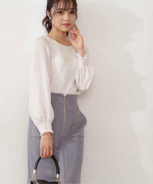 PROPORTION BODY DRESSING（プロポーションボディドレッシング）の「ランダムプリーツシャーリングブラウス / 1211210911（シャツ/ブラウス・レディース・ホワイト系その他/ブラウン系その他/ブラウン・MEDIUM/SMALL）」の4枚目の写真