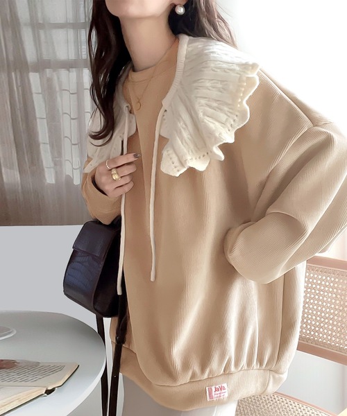 Java（ジャバ）の「《JaVaジャバ コラボ》ベロアで魅せる大人カジュアル。2wayリバーシブルベロアプルオーバー（スウェット・レディース・ブラック/ベージュ/グレー/モカ・MEDIUM/LARGE/X-LARGE）」の18枚目の写真