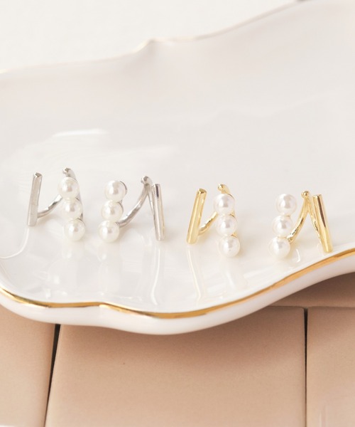 定番】ダブルデコレイトカフイヤリング/パール（イヤリング）｜Phoebe