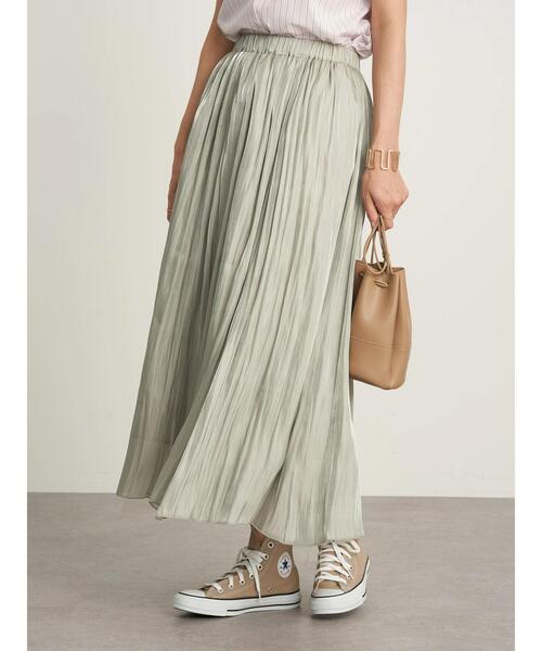 earth music&ecology（アースミュージックアンドエコロジー）の「シャイニースカート ＊（スカート・レディース・ミント/ラベンダー/アイボリー/チャコールグレー/ライトベージュ/ライトグレー・FREE）」の11枚目の写真