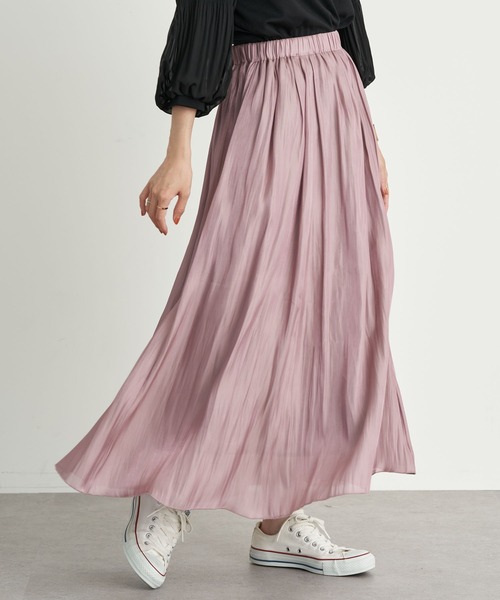 earth music&ecology（アースミュージックアンドエコロジー）の「シャイニースカート ＊（スカート・レディース・ミント/ラベンダー/アイボリー/チャコールグレー/ライトベージュ/ライトグレー・FREE）」の6枚目の写真