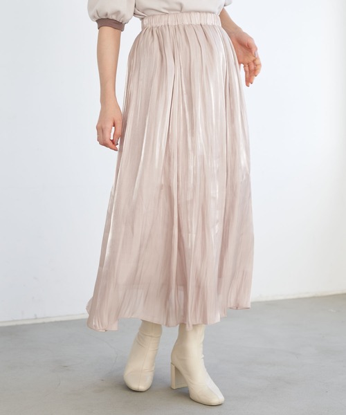 earth music&ecology（アースミュージックアンドエコロジー）の「シャイニースカート ＊（スカート・レディース・ミント/ラベンダー/アイボリー/チャコールグレー/ライトベージュ/ライトグレー・FREE）」の4枚目の写真