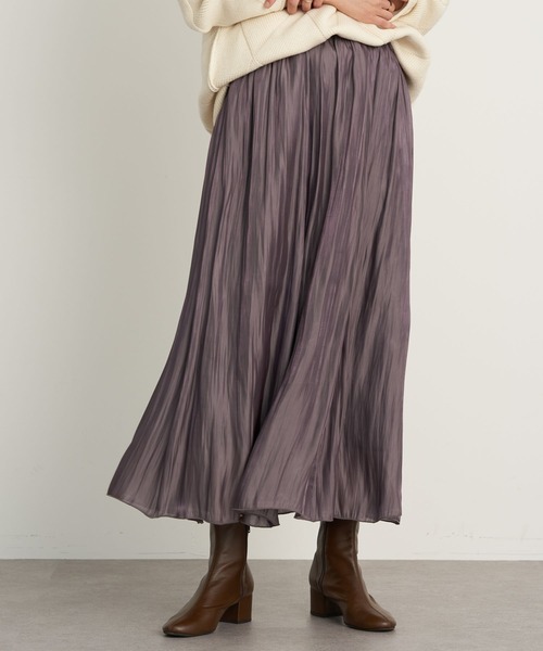 earth music&ecology（アースミュージックアンドエコロジー）の「シャイニースカート ＊（スカート・レディース・ミント/ラベンダー/アイボリー/チャコールグレー/ライトベージュ/ライトグレー・FREE）」の2枚目の写真