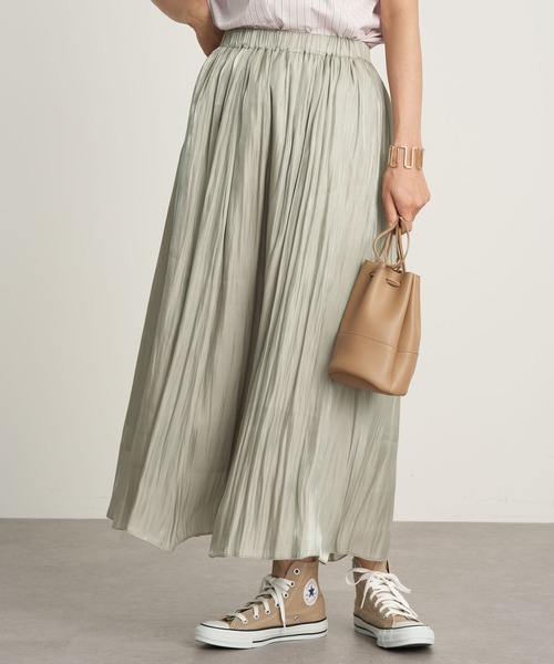 earth music&ecology（アースミュージックアンドエコロジー）の「シャイニースカート ＊（スカート・レディース・ミント/ラベンダー/アイボリー/チャコールグレー/ライトベージュ/ライトグレー・FREE）」の5枚目の写真