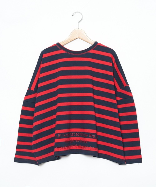 AS KNOW AS de base(アズノゥアズドゥバズ)の「明日へつなぐボーダープルオーバー(Tシャツ/カットソー・レディース・グリーン系/レッド系・FREE)」の2枚目の写真