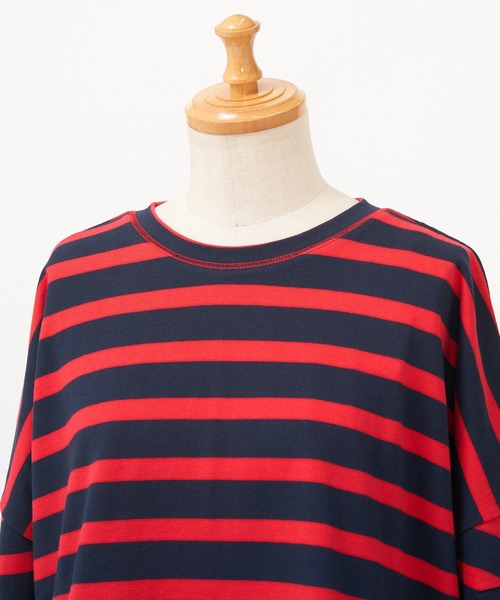 AS KNOW AS de base(アズノゥアズドゥバズ)の「明日へつなぐボーダープルオーバー(Tシャツ/カットソー・レディース・グリーン系/レッド系・FREE)」の10枚目の写真