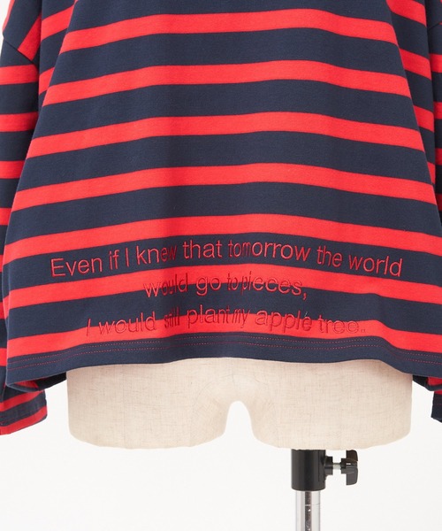 AS KNOW AS de base(アズノゥアズドゥバズ)の「明日へつなぐボーダープルオーバー(Tシャツ/カットソー・レディース・グリーン系/レッド系・FREE)」の11枚目の写真