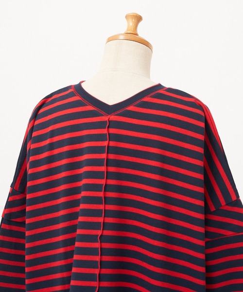 AS KNOW AS de base(アズノゥアズドゥバズ)の「明日へつなぐボーダープルオーバー(Tシャツ/カットソー・レディース・グリーン系/レッド系・FREE)」の7枚目の写真