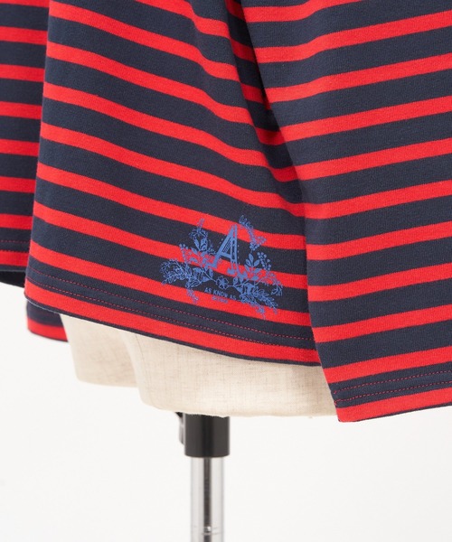 AS KNOW AS de base(アズノゥアズドゥバズ)の「明日へつなぐボーダープルオーバー(Tシャツ/カットソー・レディース・グリーン系/レッド系・FREE)」の4枚目の写真