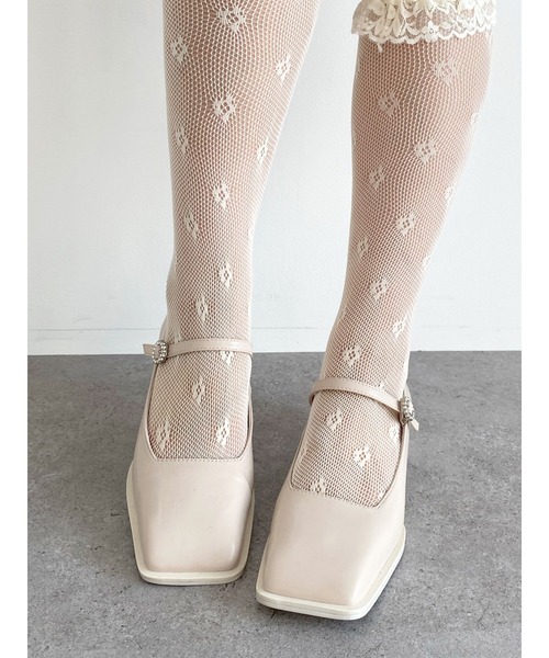 Honey Salon グリッタースクエアパールパンプス