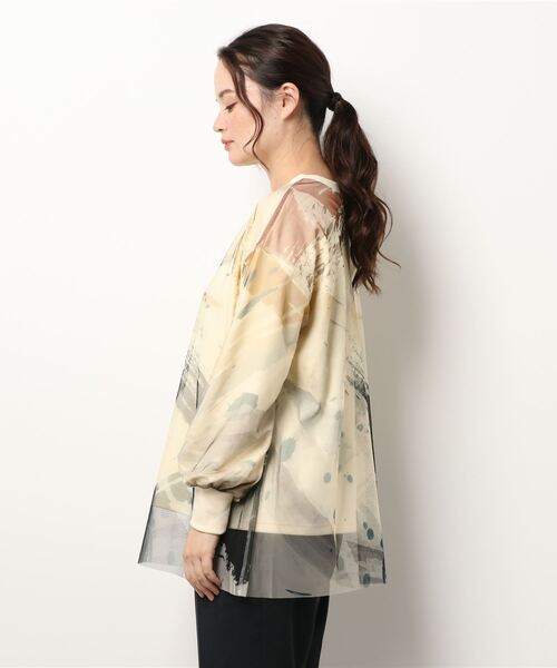 NICOLE white（ニコルホワイト）の「プリントチュールプルオーバー（Tシャツ/カットソー・レディース・ブルー系/ブラック系/その他・FREE）」の4枚目の写真