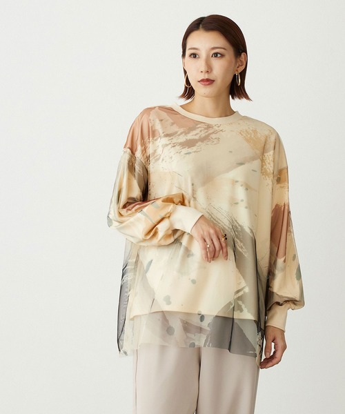 NICOLE white（ニコルホワイト）の「プリントチュールプルオーバー（Tシャツ/カットソー・レディース・ブルー系/ブラック系/その他・FREE）」の3枚目の写真