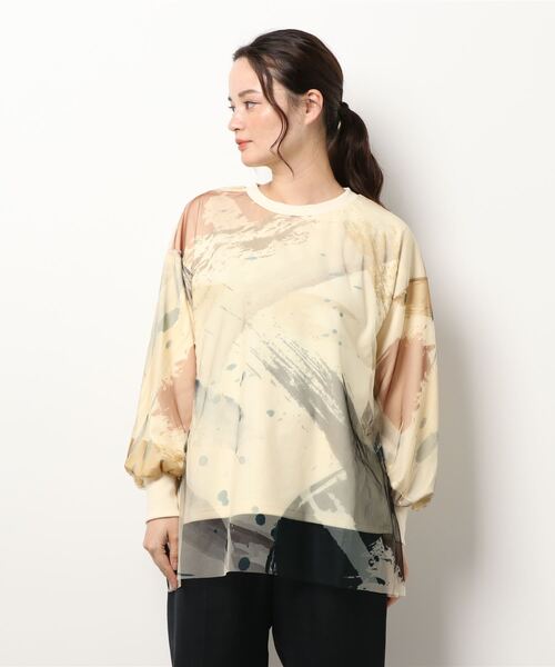 NICOLE white（ニコルホワイト）の「プリントチュールプルオーバー（Tシャツ/カットソー・レディース・ブルー系/ブラック系/その他・FREE）」の15枚目の写真