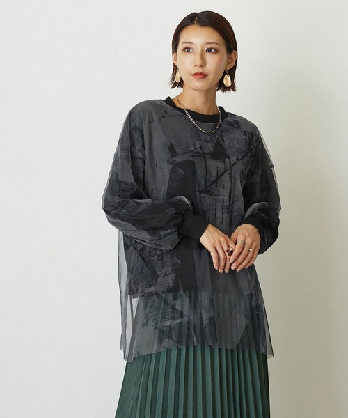 NICOLE white（ニコルホワイト）の「プリントチュールプルオーバー（Tシャツ/カットソー・レディース・ブルー系/ブラック系/その他・FREE）」の22枚目の写真