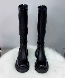 HALEY PESCA（ヘーリーペスカ）の「HALEY PESCA/厚底PUレザー バックジップロングブーツ（ブーツ・レディース）」