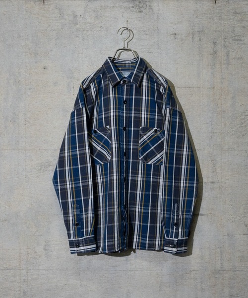 GLOVE HOUSE（グローブハウス）の「【a】ヘビーネルチェック裏起毛　ルーズシャツ（シャツ/ブラウス・メンズ・ネイビー/グリーン/サックスブルー/ブルー/レッド/グリーン系その他/ネイビー系/レッド系その他/ホワイト/イエロー/ベージュ・MEDIUM/LARGE/X-LARGE）」の8枚目の写真