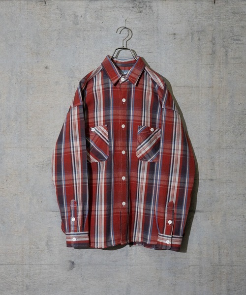 GLOVE HOUSE（グローブハウス）の「【a】ヘビーネルチェック裏起毛　ルーズシャツ（シャツ/ブラウス・メンズ・ネイビー/グリーン/サックスブルー/ブルー/レッド/グリーン系その他/ネイビー系/レッド系その他/ホワイト/イエロー/ベージュ・MEDIUM/LARGE/X-LARGE）」の11枚目の写真