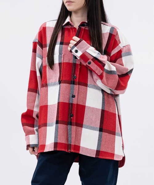 GLOVE HOUSE（グローブハウス）の「【a】ヘビーネルチェック裏起毛　ルーズシャツ（シャツ/ブラウス・メンズ・ネイビー/グリーン/サックスブルー/ブルー/レッド/グリーン系その他/ネイビー系/レッド系その他/ホワイト/イエロー/ベージュ・MEDIUM/LARGE/X-LARGE）」の10枚目の写真