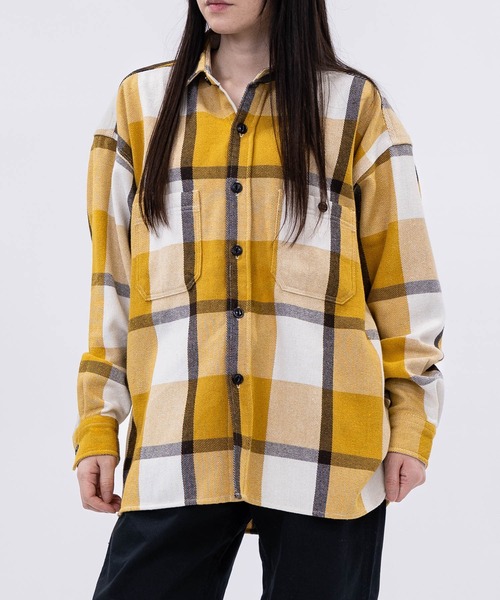 GLOVE HOUSE（グローブハウス）の「【a】ヘビーネルチェック裏起毛　ルーズシャツ（シャツ/ブラウス・メンズ・ネイビー/グリーン/サックスブルー/ブルー/レッド/グリーン系その他/ネイビー系/レッド系その他/ホワイト/イエロー/ベージュ・MEDIUM/LARGE/X-LARGE）」の9枚目の写真