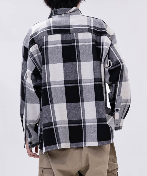 GLOVE HOUSE（グローブハウス）の「【a】ヘビーネルチェック裏起毛　ルーズシャツ（シャツ/ブラウス・メンズ・ネイビー/グリーン/サックスブルー/ブルー/レッド/グリーン系その他/ネイビー系/レッド系その他/ホワイト/イエロー/ベージュ・MEDIUM/LARGE/X-LARGE）」の13枚目の写真
