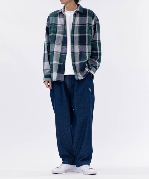 GLOVE HOUSE（グローブハウス）の「【a】ヘビーネルチェック裏起毛　ルーズシャツ（シャツ/ブラウス・メンズ・ネイビー/グリーン/サックスブルー/ブルー/レッド/グリーン系その他/ネイビー系/レッド系その他/ホワイト/イエロー/ベージュ・MEDIUM/LARGE/X-LARGE）」の14枚目の写真