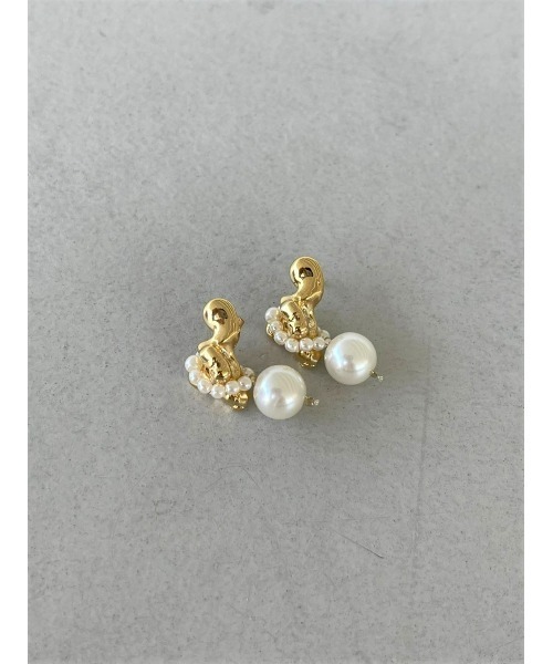 mou（モウ）の「【Na.moda】Gold bumpy pearl pierce（ピアス（両耳用）・レディース・ゴールド・FREE）」の8枚目の写真