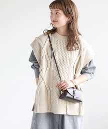 【CLANE/クラネ】3D CABLE SLIT ニットベスト◆