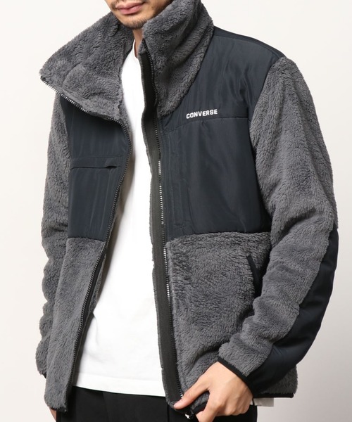 CONVERSE（コンバース）の「CONVERSE/コンバース ボアフリース 切替 スタンドフルジップ/ボアジャケット レディース メンズ ブルゾン（ブルゾン・メンズ・チャコールグレー/ブラック/ベージュ/カーキ/ベージュ系その他・LL/M/L）」の7枚目の写真