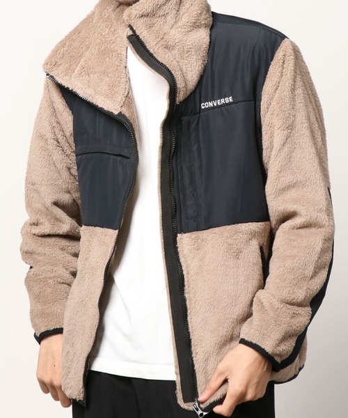 CONVERSE（コンバース）の「CONVERSE/コンバース ボアフリース 切替 スタンドフルジップ/ボアジャケット レディース メンズ ブルゾン（ブルゾン・メンズ・チャコールグレー/ブラック/ベージュ/カーキ/ベージュ系その他・LL/M/L）」の8枚目の写真
