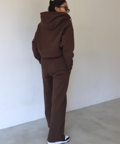 SHAGGIE(シャギー)の「SHAGGIE裏起毛ショートZIPパーカー(パーカー・レディース・ホワイト/ブラック/ブラウン/グレー・FREE)」の11枚目の写真
