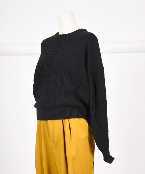 BDONNA（ビドンナ）の「畦編みデザインニットプルオーバー（ニット/セーター・レディース・オフホワイト/ライトパープル/ブラック・MEDIUM）」の3枚目の写真