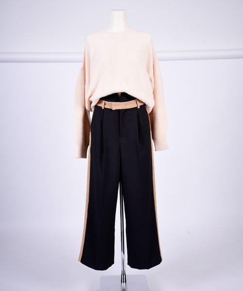 BDONNA（ビドンナ）の「畦編みデザインニットプルオーバー（ニット/セーター・レディース・オフホワイト/ライトパープル/ブラック・MEDIUM）」の10枚目の写真