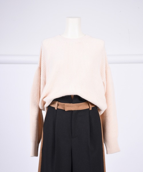 BDONNA（ビドンナ）の「畦編みデザインニットプルオーバー（ニット/セーター・レディース・オフホワイト/ライトパープル/ブラック・MEDIUM）」の11枚目の写真