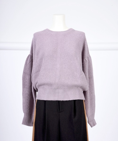 BDONNA（ビドンナ）の「畦編みデザインニットプルオーバー（ニット/セーター・レディース・オフホワイト/ライトパープル/ブラック・MEDIUM）」の14枚目の写真