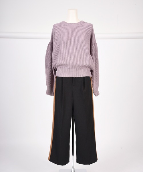 BDONNA（ビドンナ）の「畦編みデザインニットプルオーバー（ニット/セーター・レディース・オフホワイト/ライトパープル/ブラック・MEDIUM）」の15枚目の写真