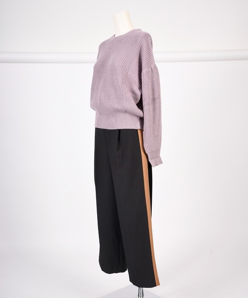 BDONNA（ビドンナ）の「畦編みデザインニットプルオーバー（ニット/セーター・レディース・オフホワイト/ライトパープル/ブラック・MEDIUM）」の16枚目の写真