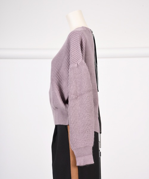 BDONNA（ビドンナ）の「畦編みデザインニットプルオーバー（ニット/セーター・レディース・オフホワイト/ライトパープル/ブラック・MEDIUM）」の17枚目の写真