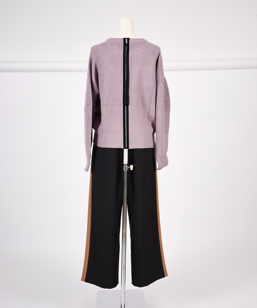 BDONNA（ビドンナ）の「畦編みデザインニットプルオーバー（ニット/セーター・レディース・オフホワイト/ライトパープル/ブラック・MEDIUM）」の19枚目の写真