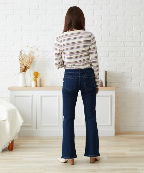 acro（アクロ）の「スーパーストレッチフレアデニムパンツ/AC1245（デニムパンツ・レディース・ネイビー/ブラック・ﾌﾘ-）」の10枚目の写真